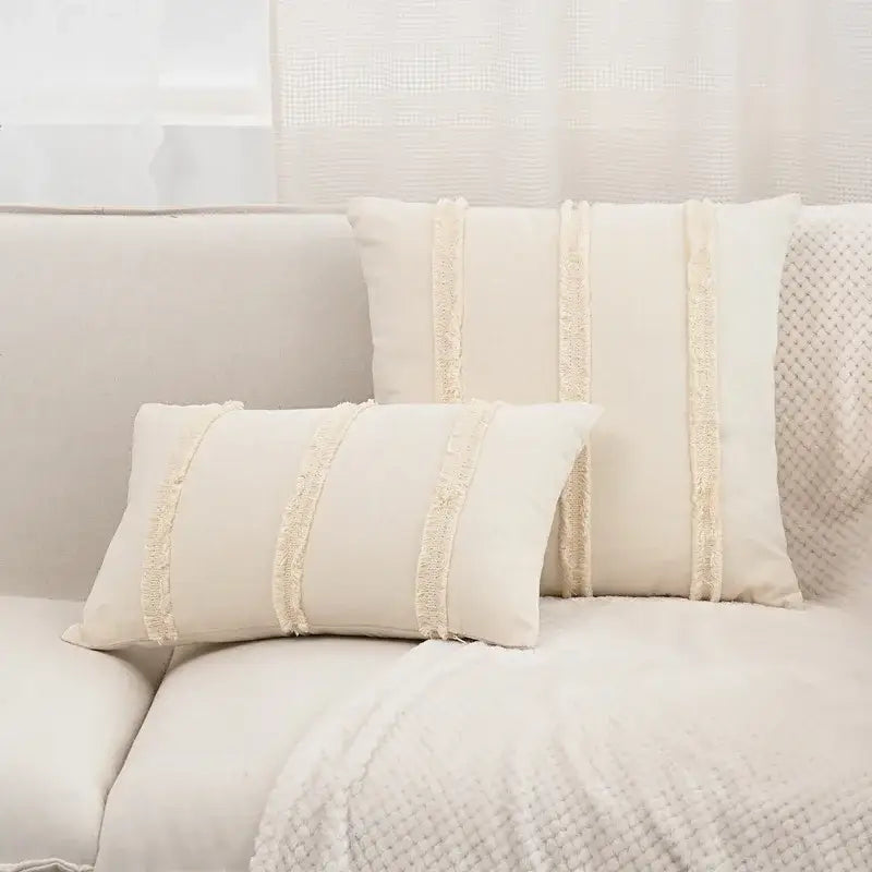 Beige Yellow Cotton Pillow