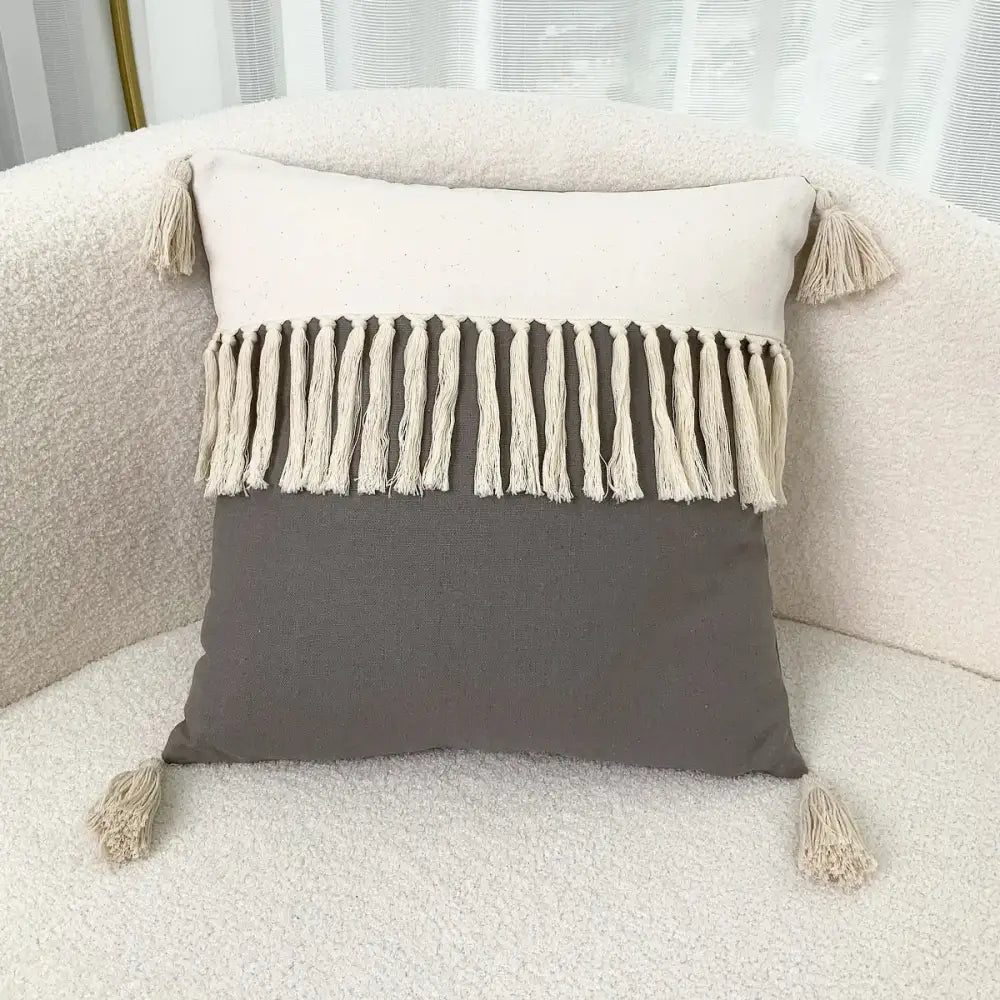 Beige Yellow Cotton Pillow