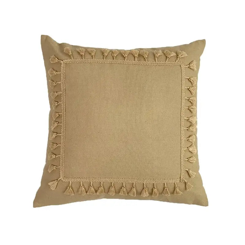 Beige Yellow Cotton Pillow
