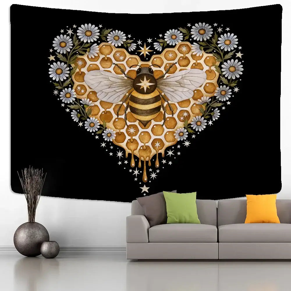 Black Gold Bee Tapestry