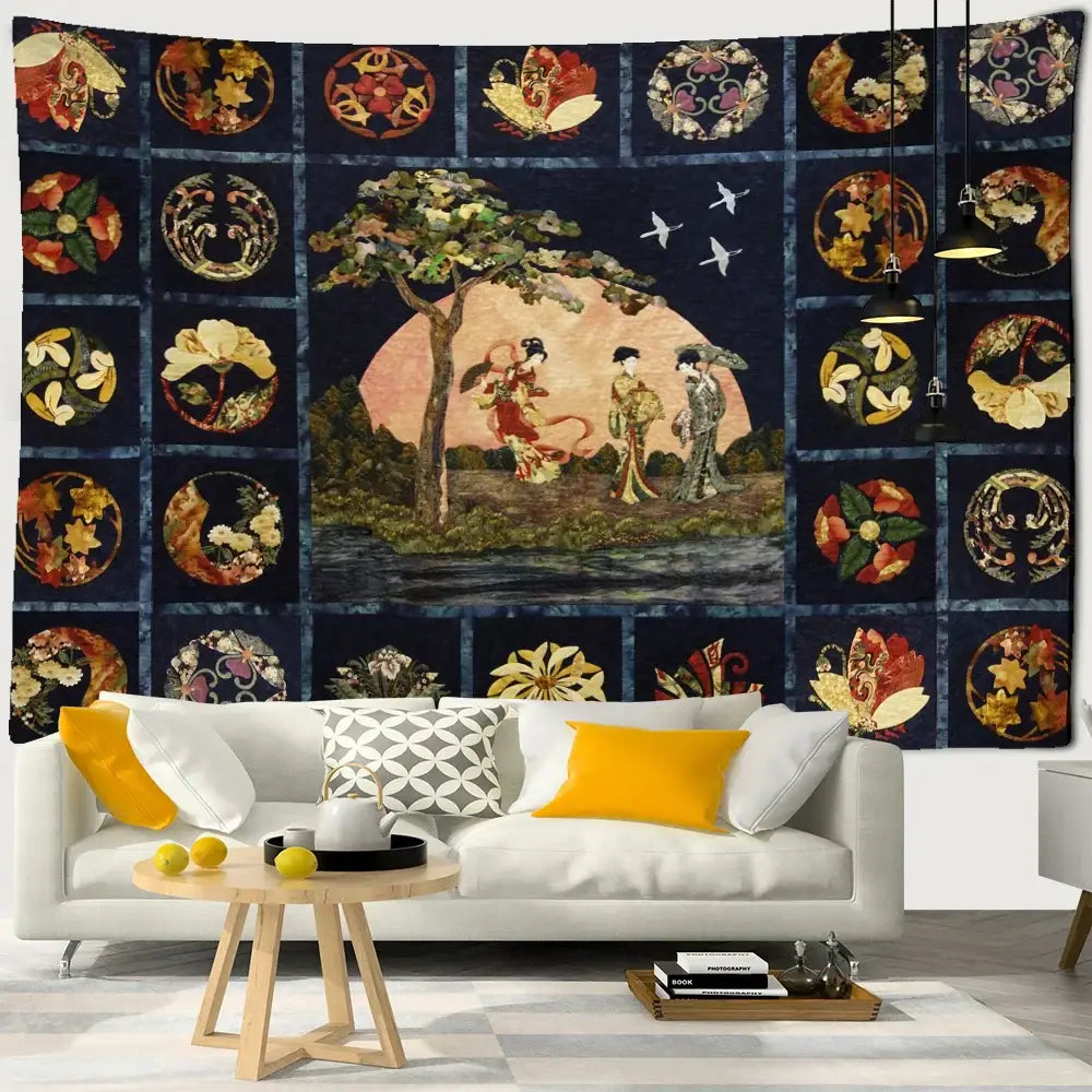 Black Gold Starry Tapestry