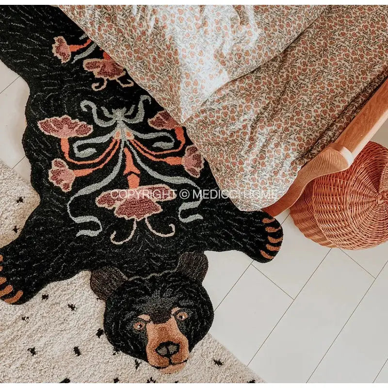 Black Boho Bear Rug