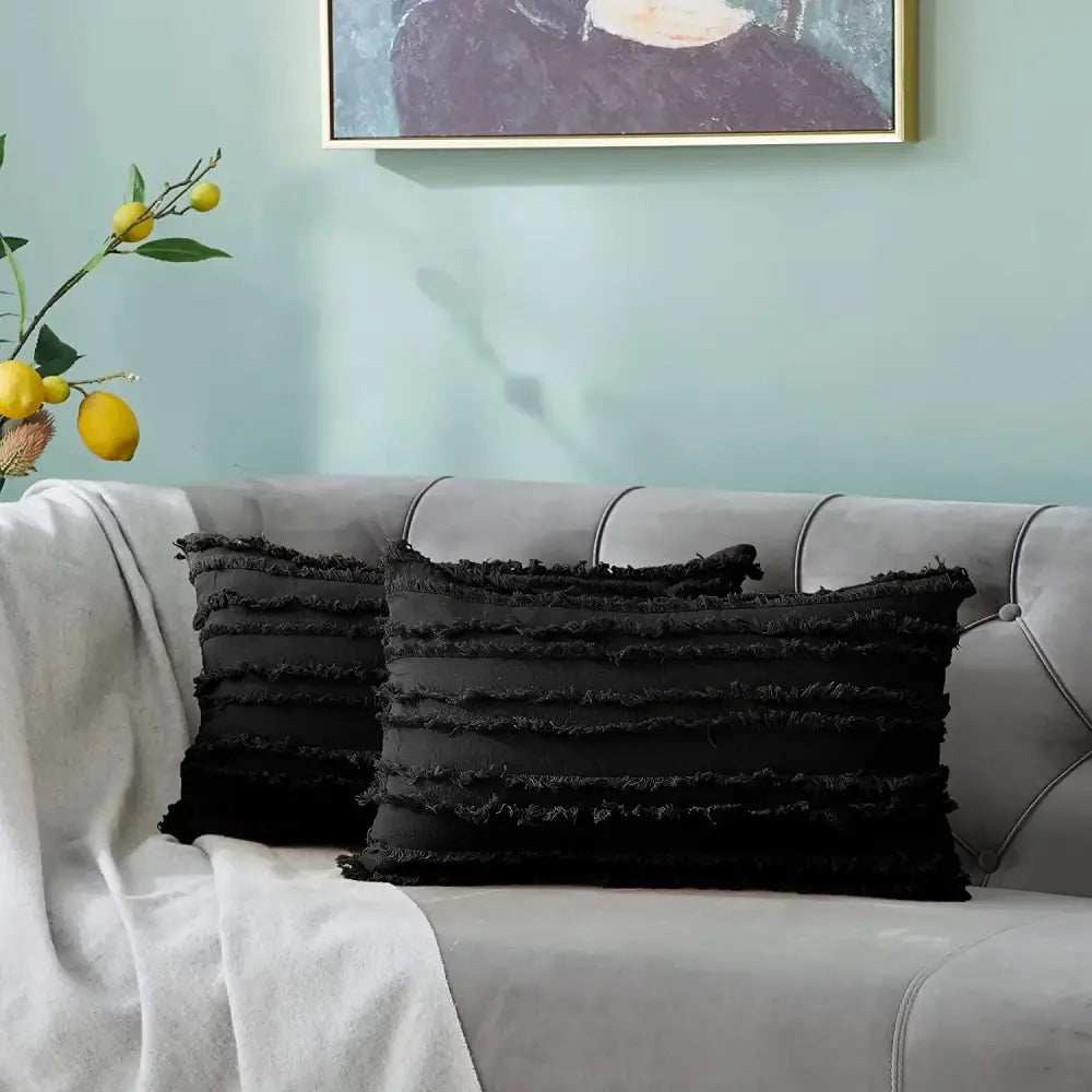 Black Tassel Pillow Covers