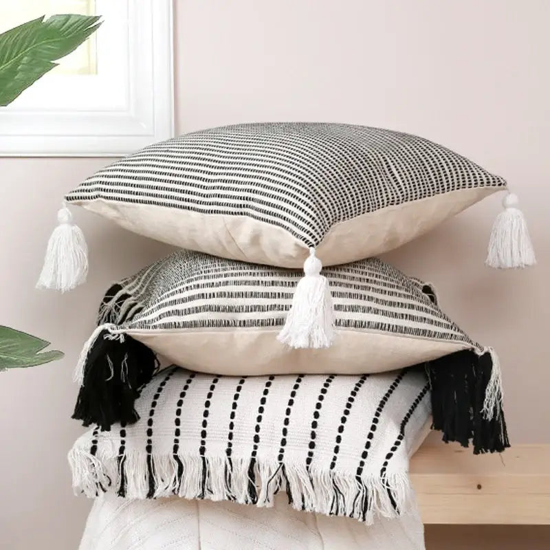 Black White Jacquard Pillow