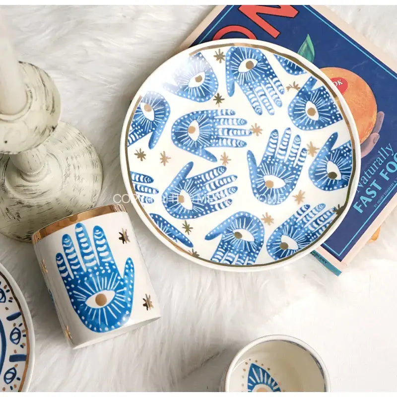 Blue Gold Ceramic Plate