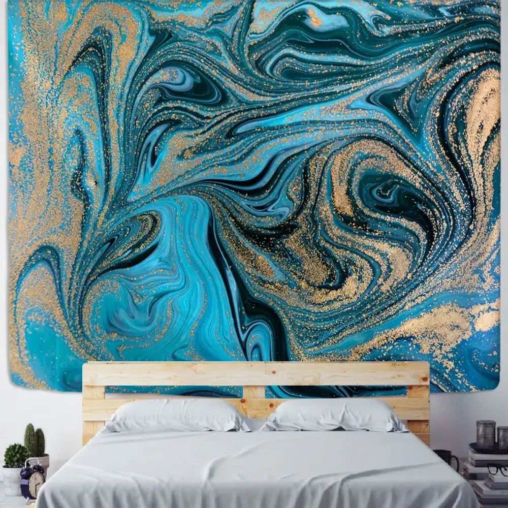 Blue Marbled Tapestry Wall