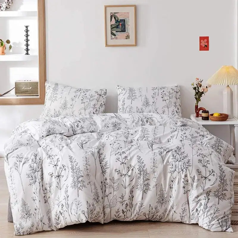 Black White Botanical Duvet