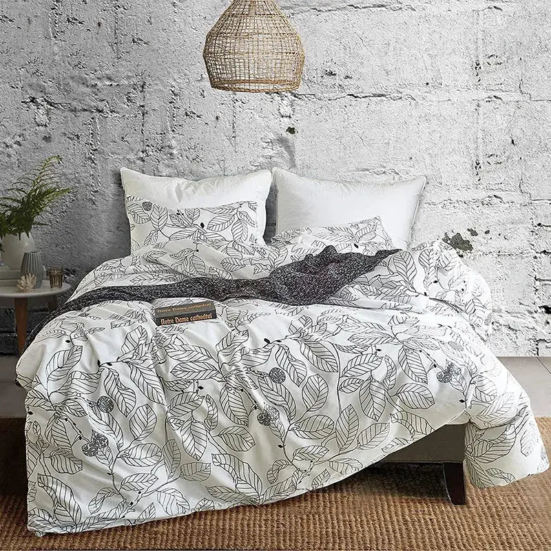 Black White Botanical Duvet