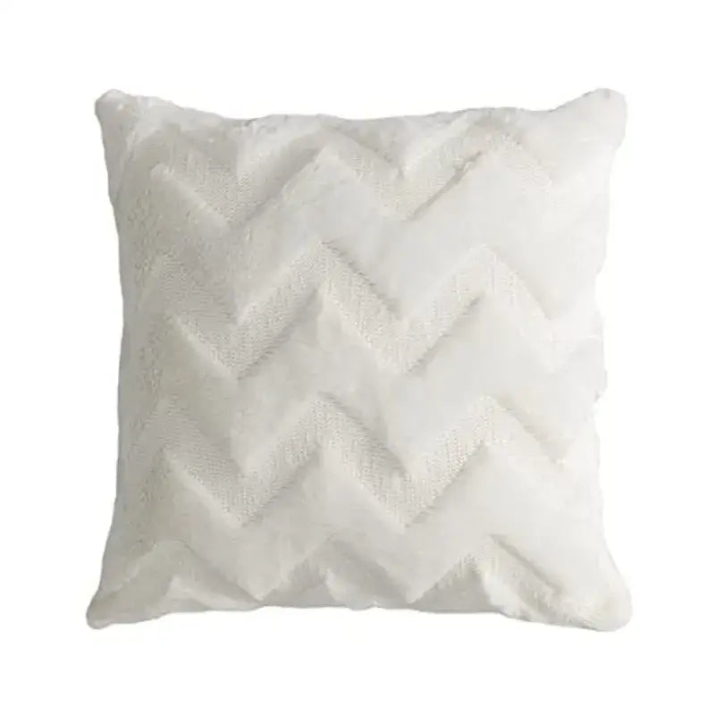White Faux Fur Chevron Pillow