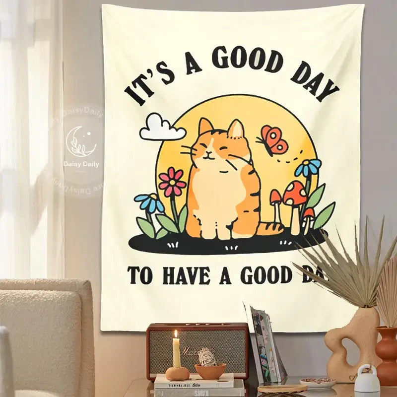 Floral Cat Tapestry Decor
