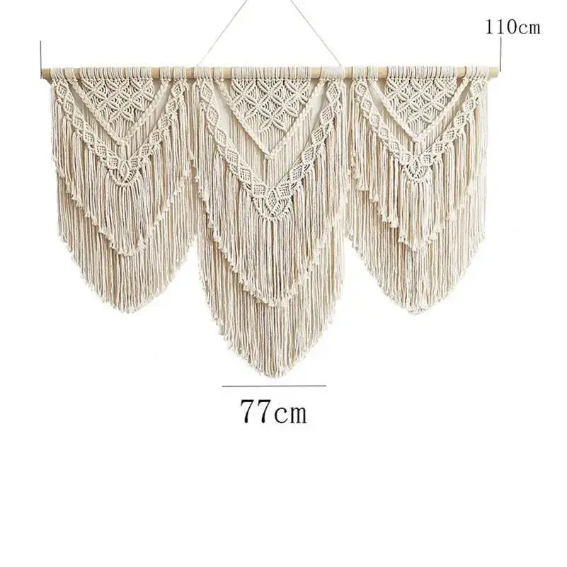 Cream Macrame Wall Hanging 80x130cm Fringe