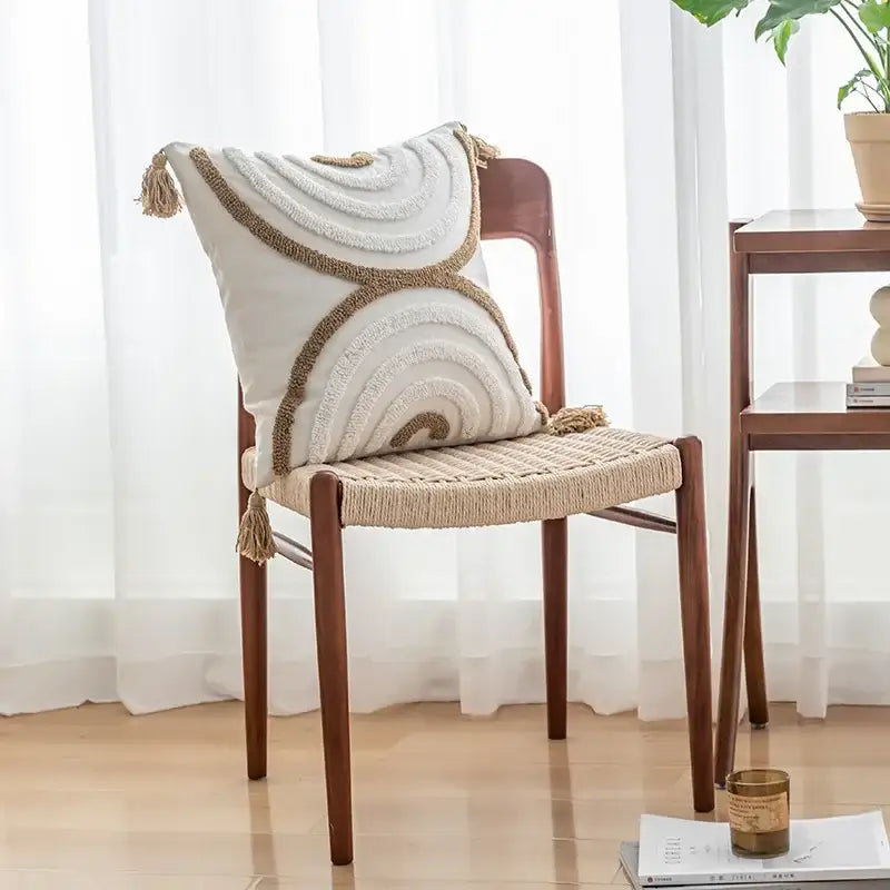 Cream Tan Tufted Cushion Cover