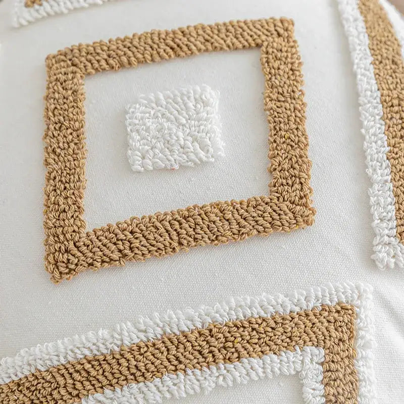 Cream Tan Tufted Cushion Cover