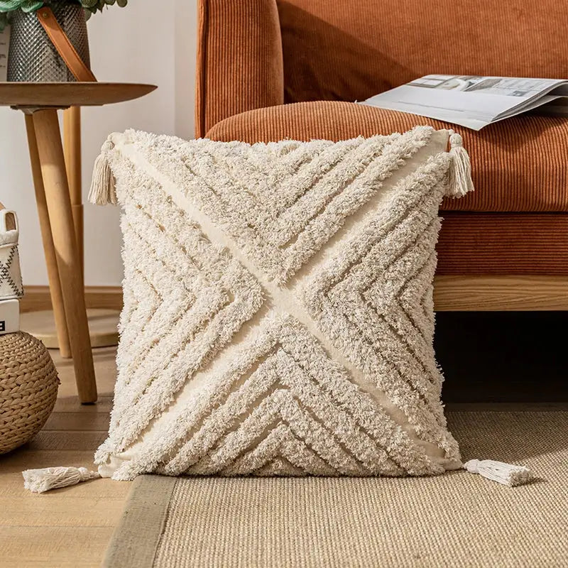 Cream Cotton Pillow Cover