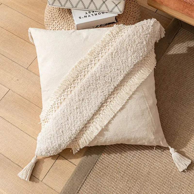 Cream Cotton Pillow Cover