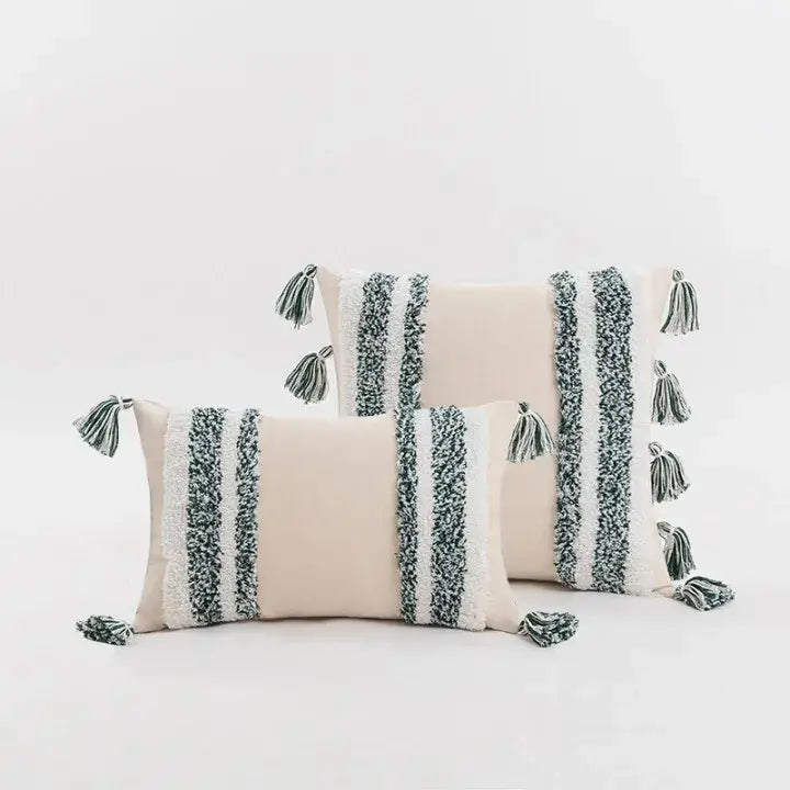 Tufted Tasseled Cushion Cover