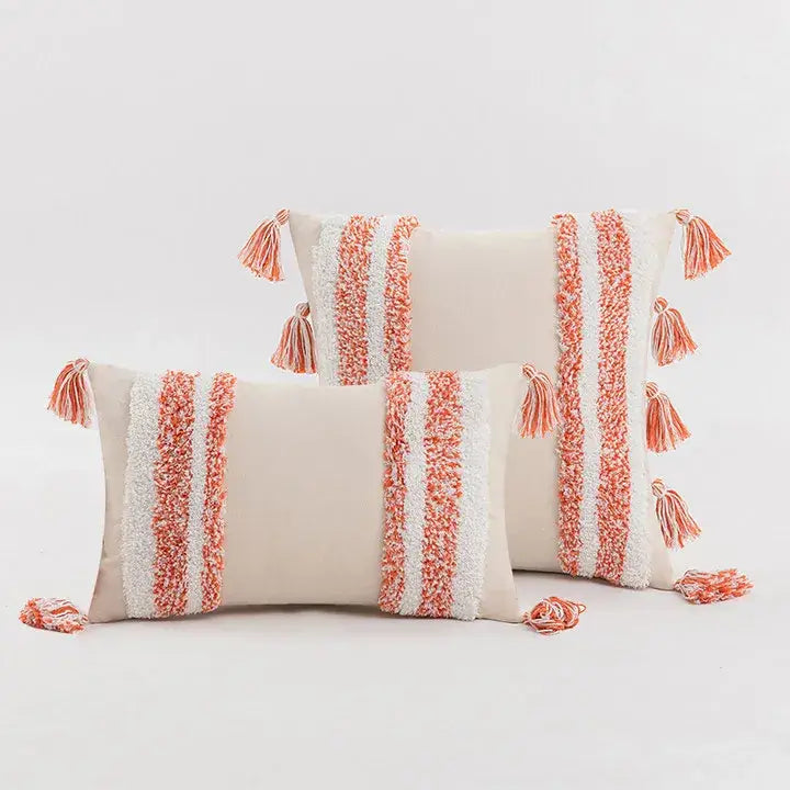 Tufted Tasseled Cushion Cover
