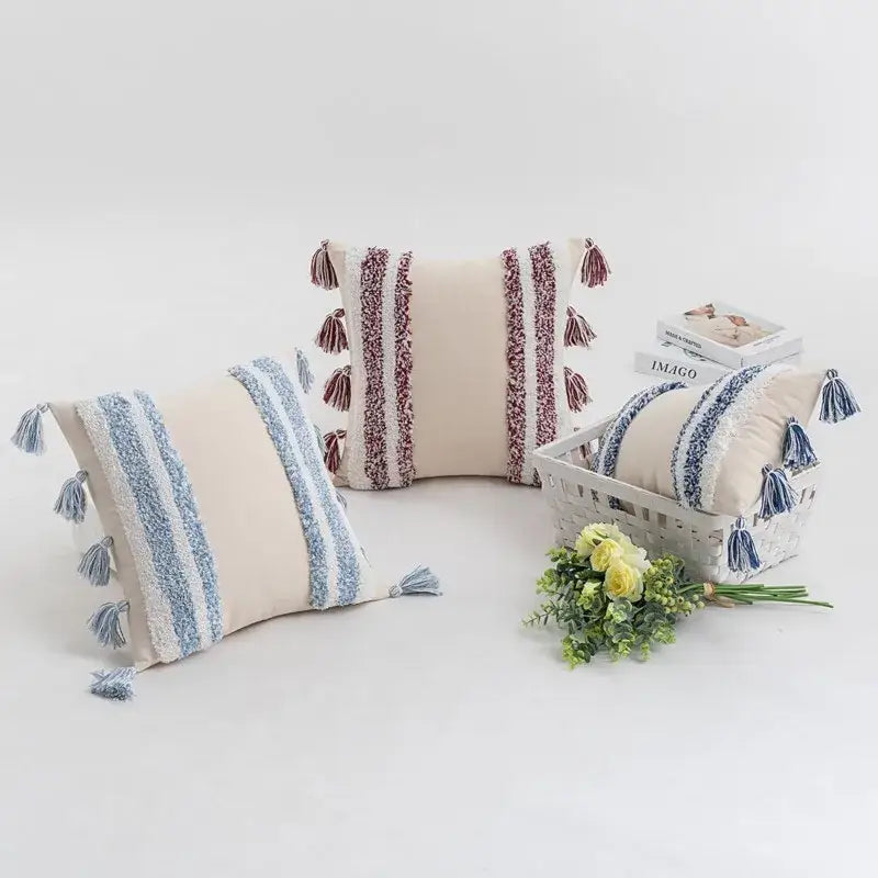 Tufted Tasseled Cushion Cover