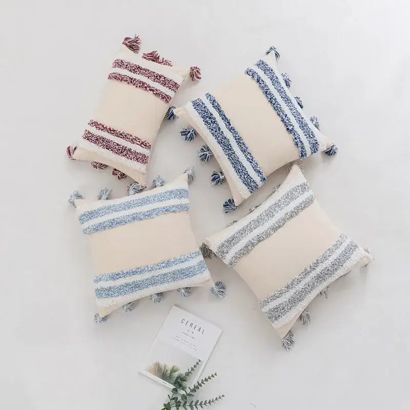 Tufted Tasseled Cushion Cover
