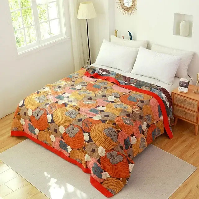 Floral Cotton Gauze Blanket