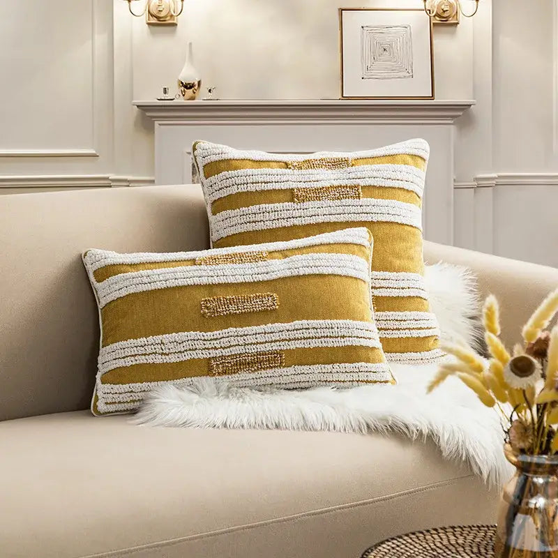 Mustard Cream Cushion Cover
