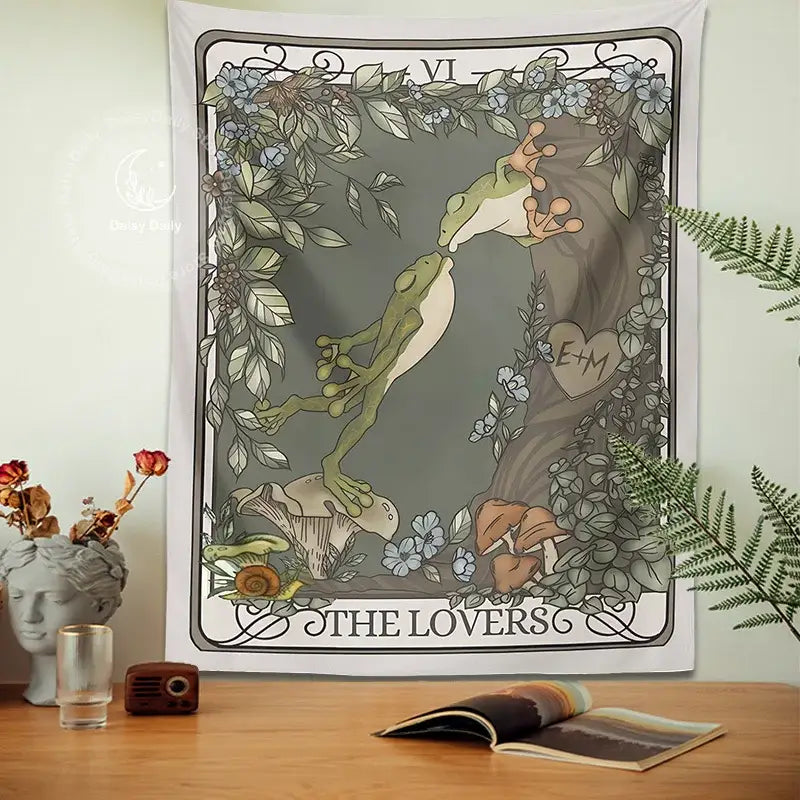 Gray Boho Frog Tapestry