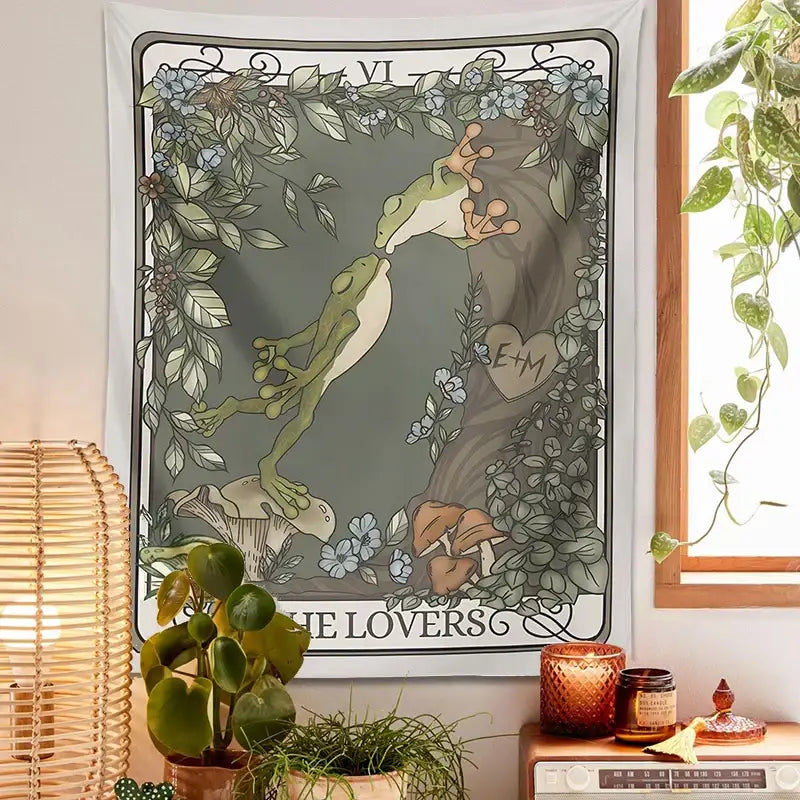 Gray Boho Frog Tapestry