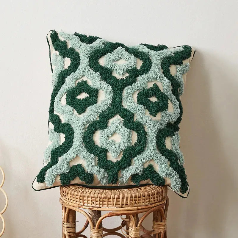Green Boho Cushion Cover
