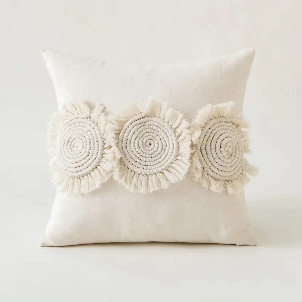 Ivory Pompom Lace Pillow