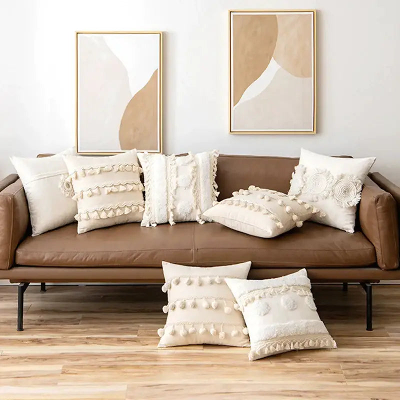Ivory Pompom Lace Pillow