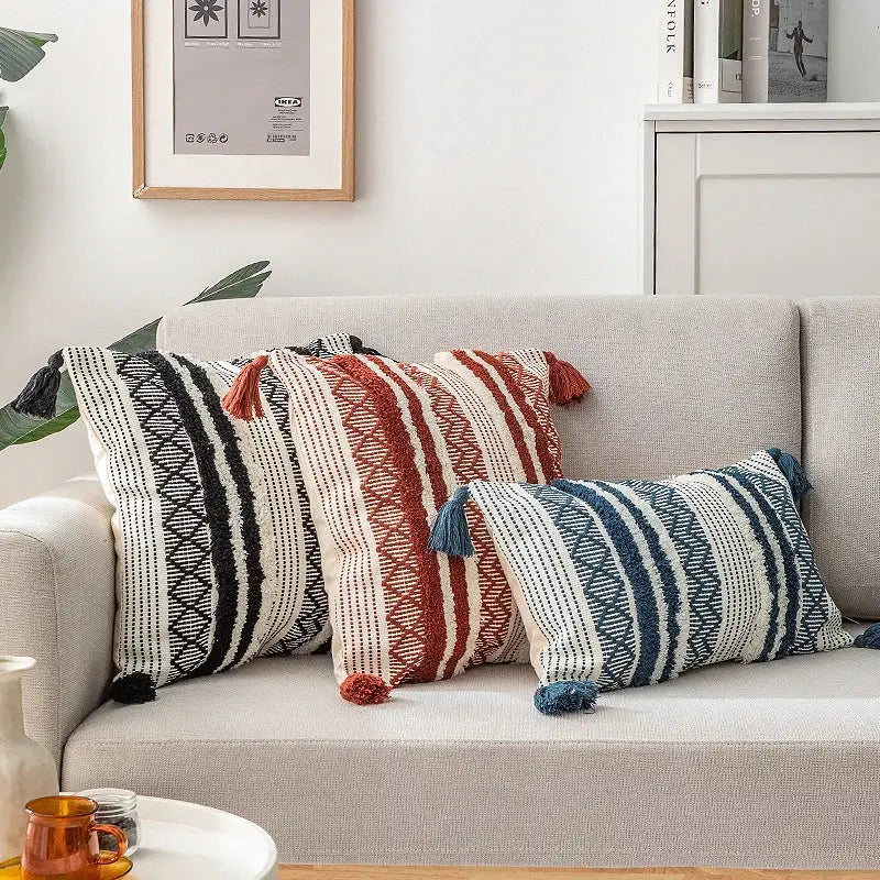 Navy Mustard Jacquard Pillow