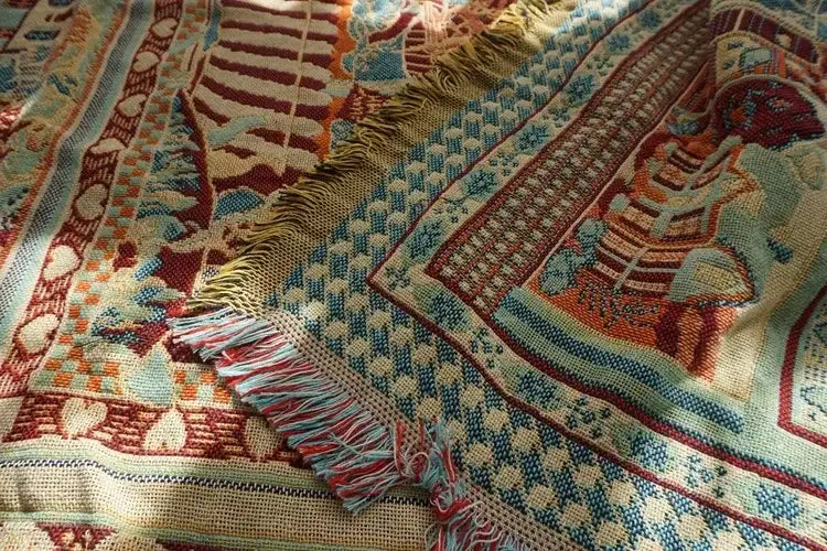 Red Cream Knit Throw Blanket