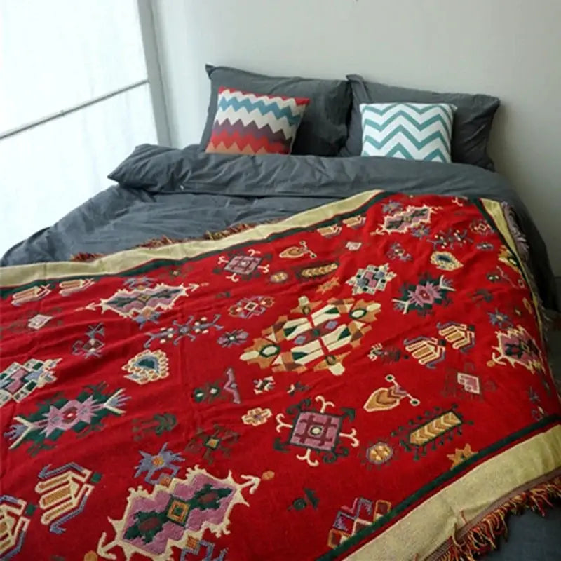 Green Jacquard Knit Throw