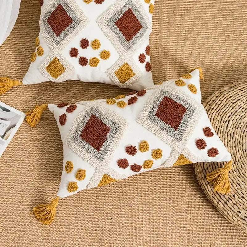 Tufted Geometric Pillow Cover