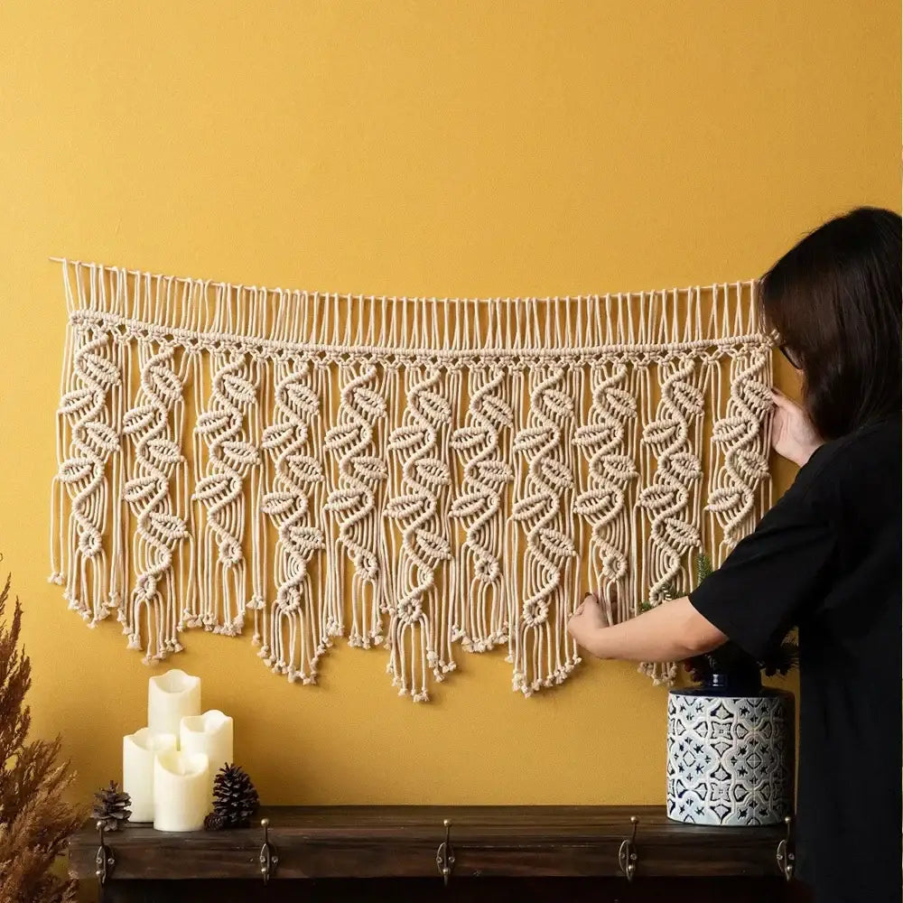 Leaf Pattern Macrame Curtain
