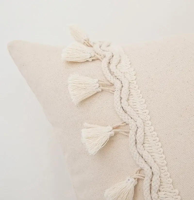 Cream Macrame Cushion Cover