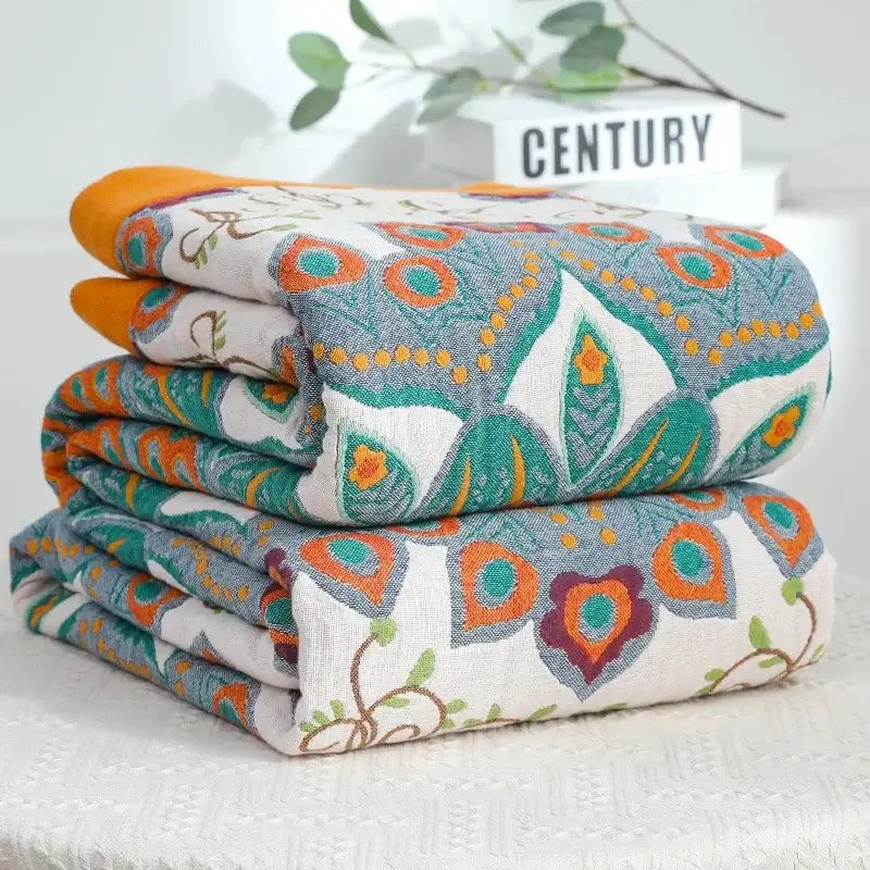 Teal Orange Mandala Blanket
