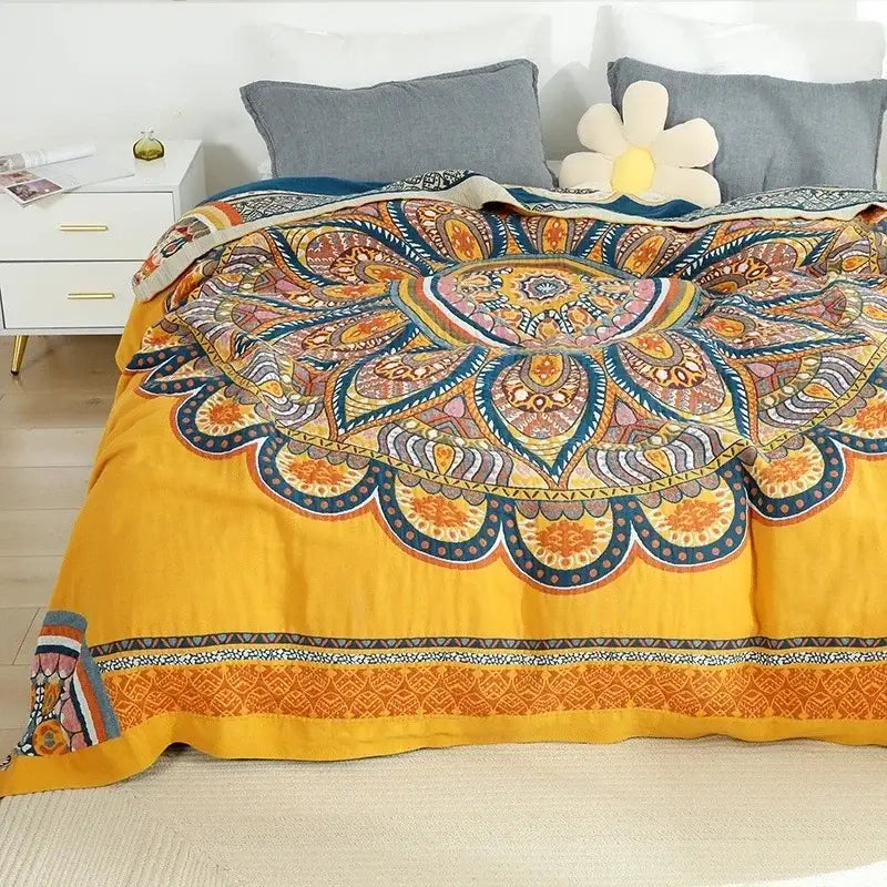 Teal Orange Mandala Blanket