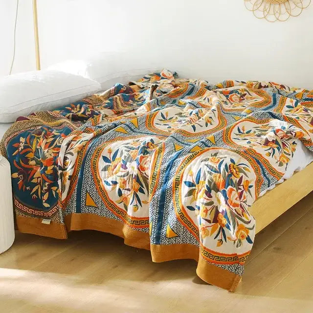 Teal Orange Mandala Blanket