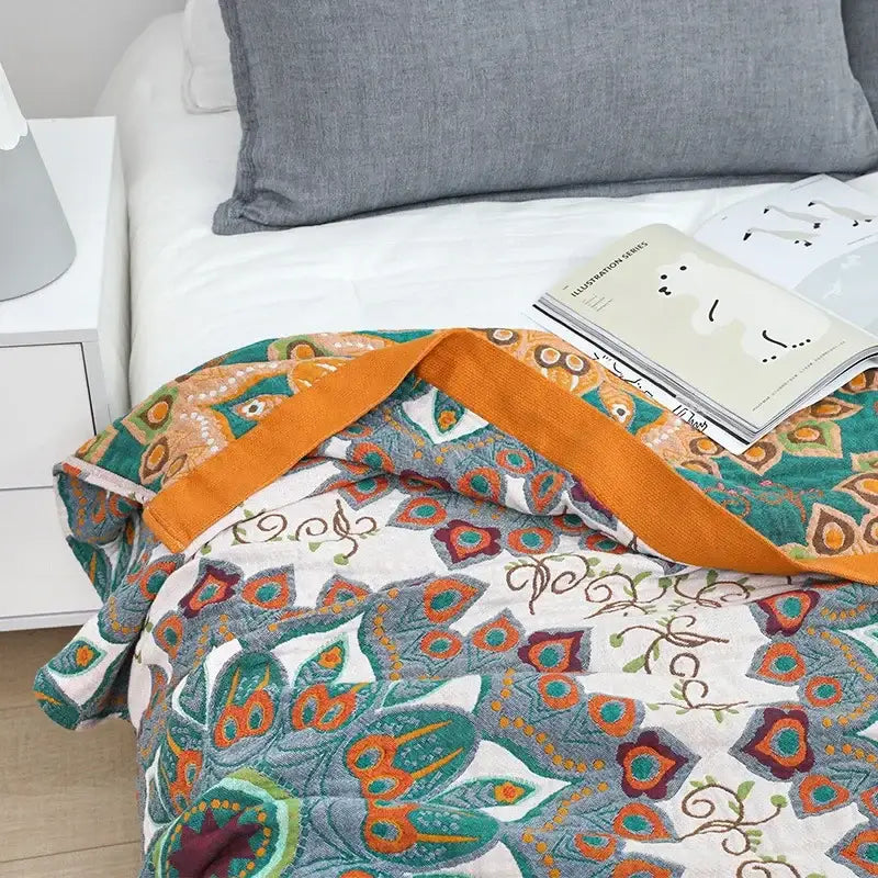 Teal Orange Mandala Blanket