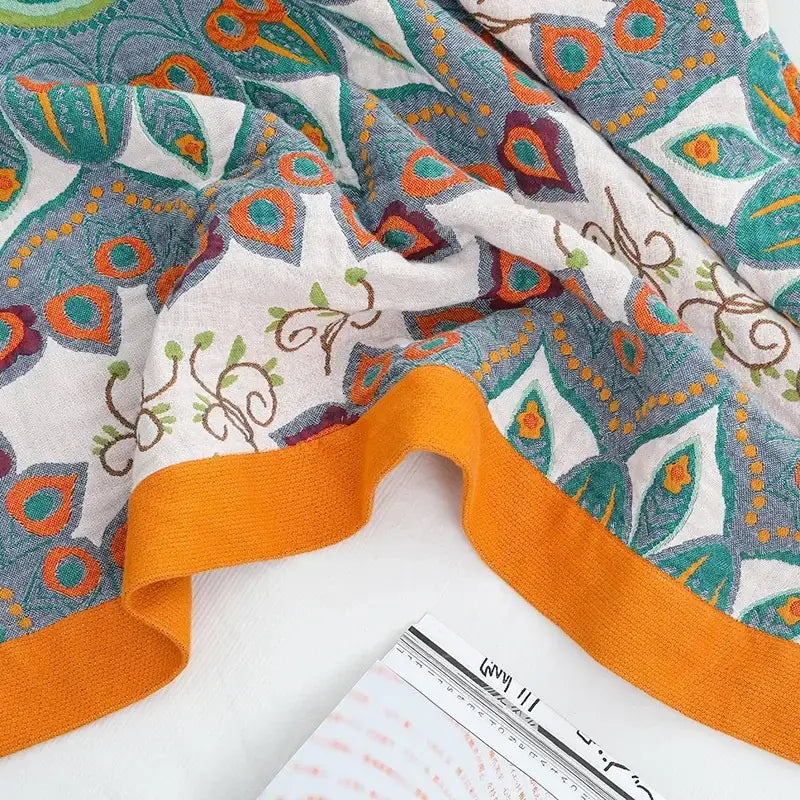 Teal Orange Mandala Blanket