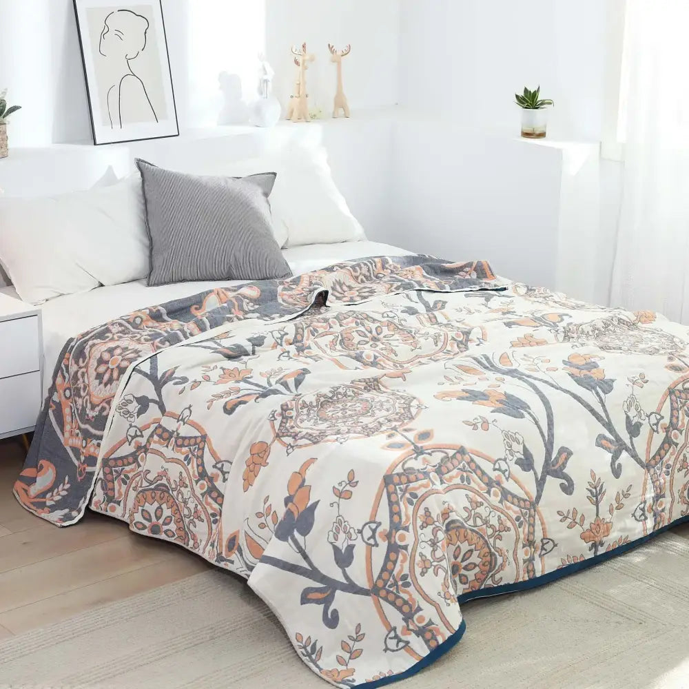 Teal Orange Mandala Blanket