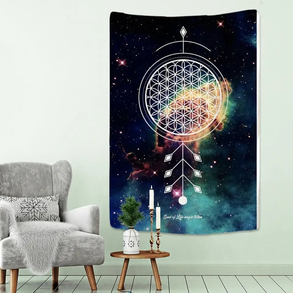 Cosmic Dreamcatcher Wall Tapestry
