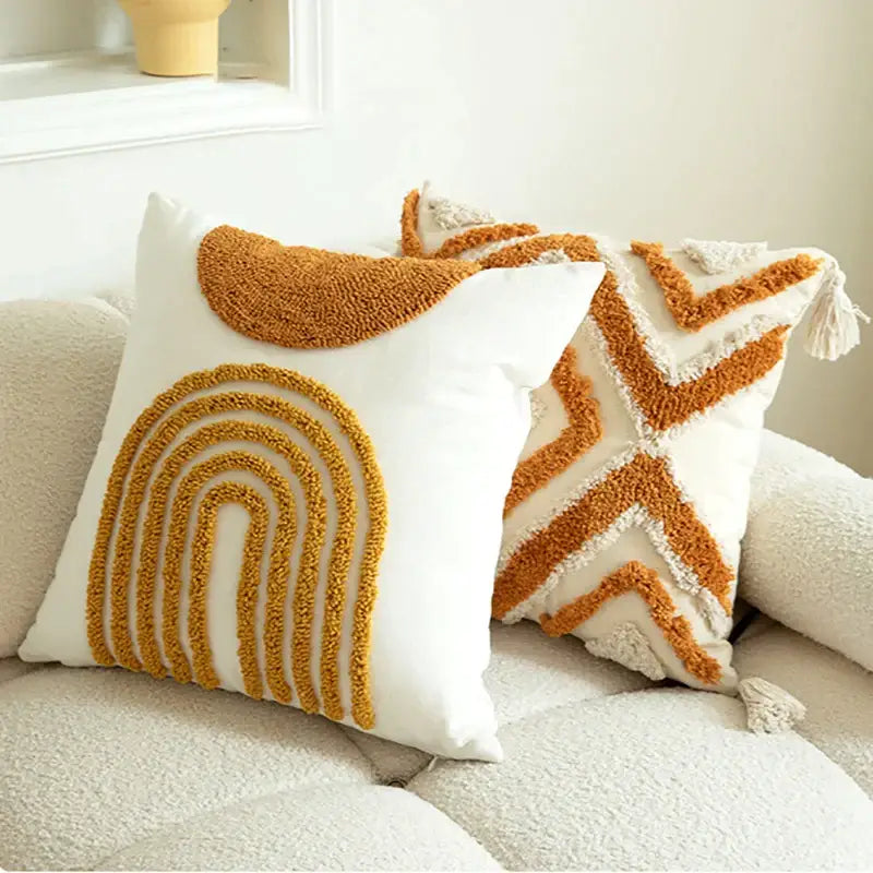 Mustard Tufted Cushion Cover