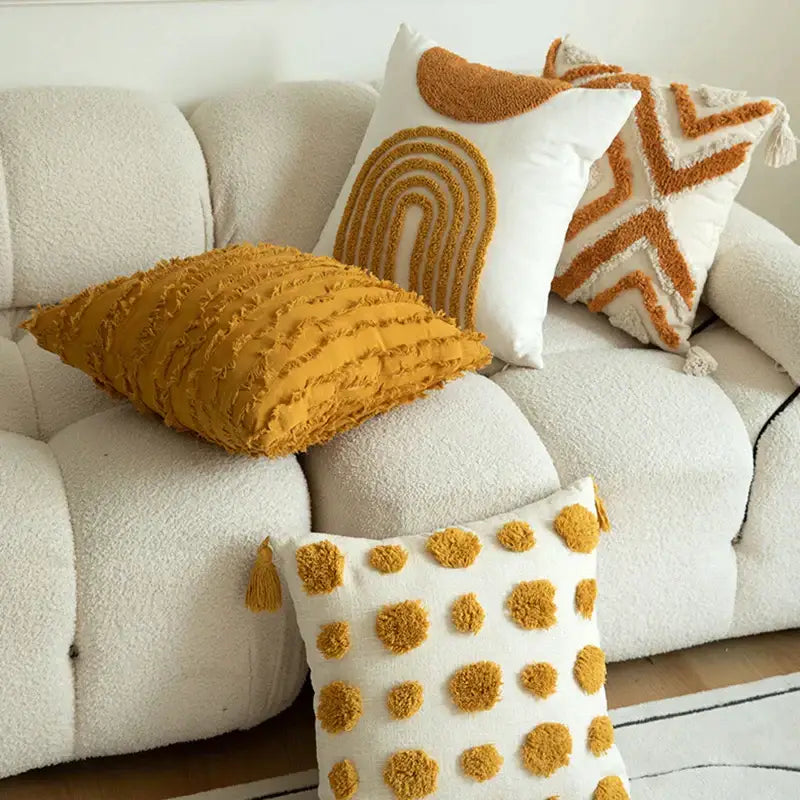 Mustard Tufted Cushion Cover