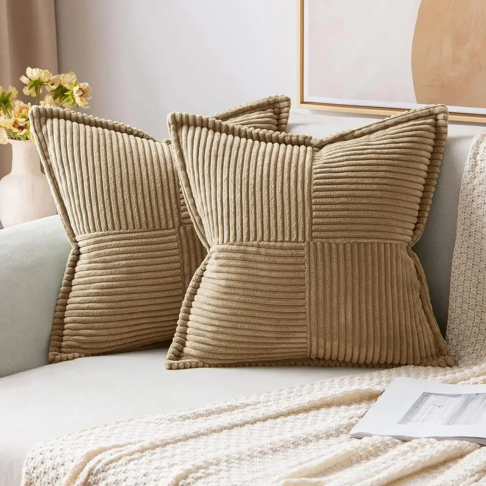 Cream Striped Pillow Covers