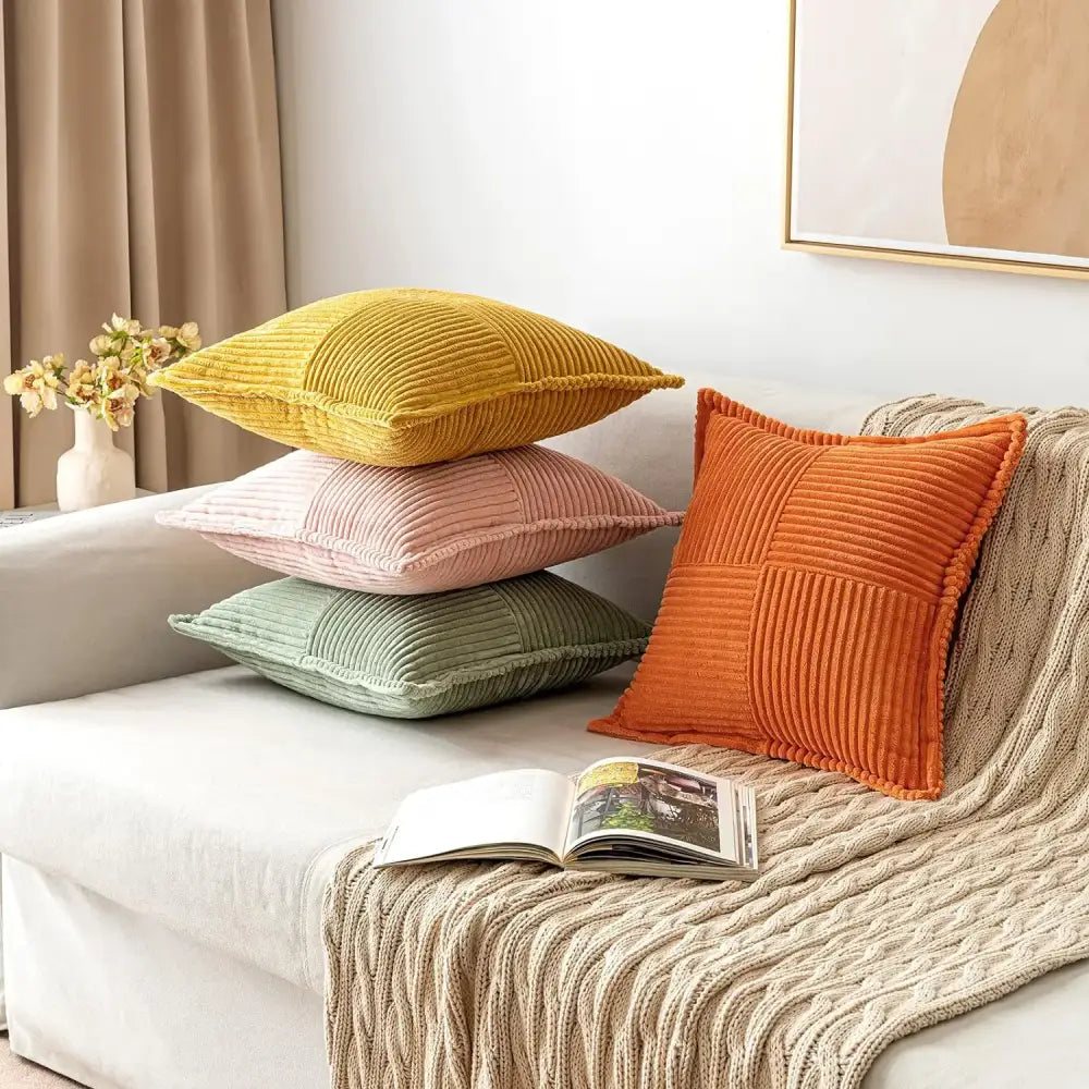Cream Striped Pillow Covers