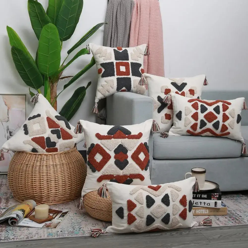 Cream Rust Pillow Cover