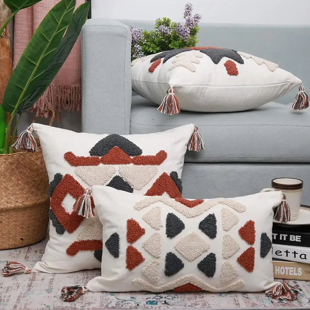 Cream Rust Pillow Cover