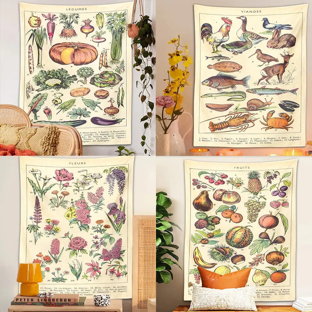 Beige Botanical Tapestry Decor
